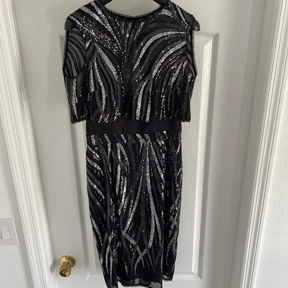 BCBGMaxAzria | Dresses | Bcbg Max Azria Black And Silver Cocktail Dress |  Poshmark